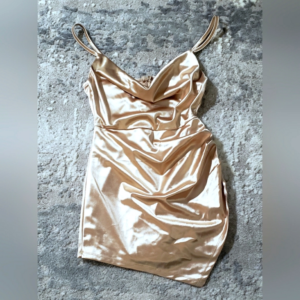 Almost Famous Satin Fabric Romper Skort Mini Dress